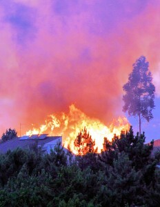 house on fire House fully engulfed in flames